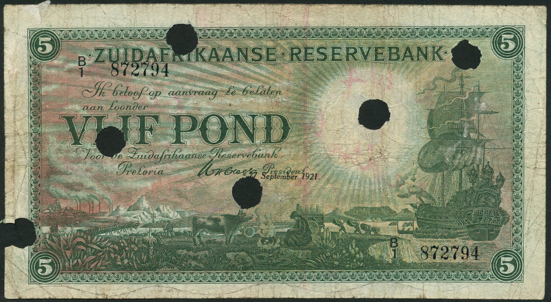 De Nationale Bank der Zuid-Afrikaansche Republiek, £1, 1 April 1901, serial number 45801A, £5, 28