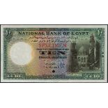 (†) National Bank of Egypt, colour trial 10 pounds, ND (1931), no serial number and signature, green
