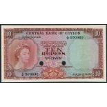 (†) Central Bank of Ceylon, specimen colour trial 10 Rupees, ND (1954), serial number L/21 000000,