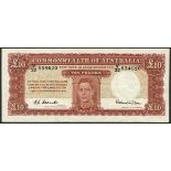 (x) Commonwealth of Australia, £10, ND (1952), serial number V/22 834620, red-brown on multicolour