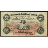 National Bank of Egypt, 50 piastres, 25 June 1899, serial number A/1 392173, black on pink and green