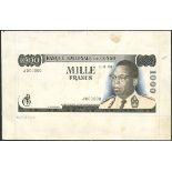 (†) Banque Nationale du Congo, an obverse composite proof for 1000 francs, 1 August 1965, serial