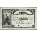 (†) African Banking Corporation, South Africa, uniface obverse proof £10, Durban, 189-, black and