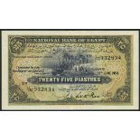 National Bank of Egypt, 25 piastres, 13 June 1950, serial number L/102 932834, purple-brown on