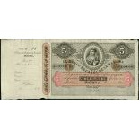 (†) Banco Espanola de la Habana, Cuba, specimen 5 pesos, ND (1872), serial number 000001 to