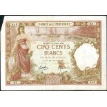 Banque de l'Indo-Chine, Djibouti, 500 francs (8), 20 July 1927, prefixes C1, C2, C3, D2, D3, pink