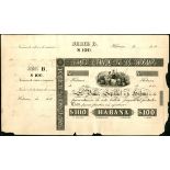 (†) Banco Espanola de la Habana, Cuba, specimen 100 pesos, ND (1857), no serial numbers, uniface,