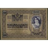 Austro-Hungarian Bank, 10,000 kronen, 2 November 1918, serial number 1008 59395, both sides purple