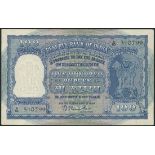 Reserve Bank of India, a group of notes comprising 100 rupees, ND (1951), black serial number A/15