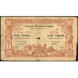 Banque de l'Indo-Chine, Djibouti, 100 francs (5), 2 January 1920 (old date 1914) (2), serial numbers