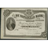 De Nationale Bank der Zuid-Afrikanische Republiek, specimen 5 pond, 189-, serial number B-, black