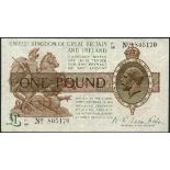 Treasury Series, N F Warren-Fisher, £1, ND (1919), serial number K/87 845636, and £1, ND (1923),