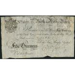 Bath and Wells Bank, Cross, Son, Bayly & Gutch, 5 guineas, 10 June 1790, serial number E17, black