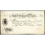 Stafford Commercial Bank, proof £1, ND, black and white, arms at left, value at top right and low