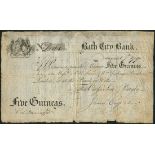 Bath City Bank (Cross, Son & Bayly), 5 guineas, 7 August 1790, serial number D165, black and