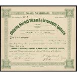 Vaal River Diamond Co. Ltd., £1 shares, 18[89], 10/- paid, no.359, mauve; together with Kimberley