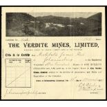 A small group of mining certificates (9), comprising Verdite Mines Ltd., 191[9]; Willows Copper (
