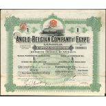 Anglo-Belgian Company of Egypt Ltd. a group of certificates comprising a specimen for 1 share of £5,