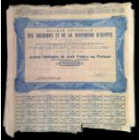 Sucreries et de la Raffinerie d'Egypte, Soc. Gen., a group of 100 franc shares, 1906 (24), ornate