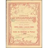 Mozambique: Compagnie d'Inhambane, a group of 17 certificates for dividend shares, Brussels 1899,