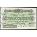 (x) Government of Ceylon, 2 rupees, 18 June 1936, serial number L47 60709, green and dark grey, bank