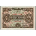 (†) Banco Nacional Ultramarino, Cape Verde, printer's archival specimen 1 Escudo, 1 January 1921,