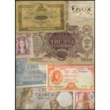 A sizable and varied group of World banknotes, including National Bank of Switzerland, 10 francs (