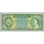 Government of British Honduras, $1, 1 March 1956, serial number G/3 243008, green on multicolour