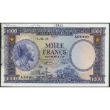 (†) Banque Centrale du Congo Belge et du Ruanda-Urundi, printer's archival specimen 1000 Francs,