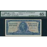 (x) Banco Nacional de Cuba, 20 pesos, 1961, serial number F69 582234, blue on multicolour