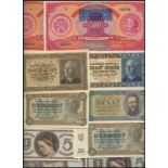 A group of European notes comprising, Croatia, Independent State of Croatia, (Pick 1, 3, 4, 5, 6-