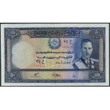 (x) Afghanistan Bank, 50 afghanis (2), 1939, serial numbers 107868 and 540759, blue on