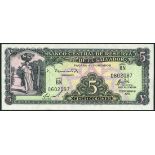 (x) Banco Central De Reserva De El Salvador, 5 colones, 1962, serial number BN 0602087, black on