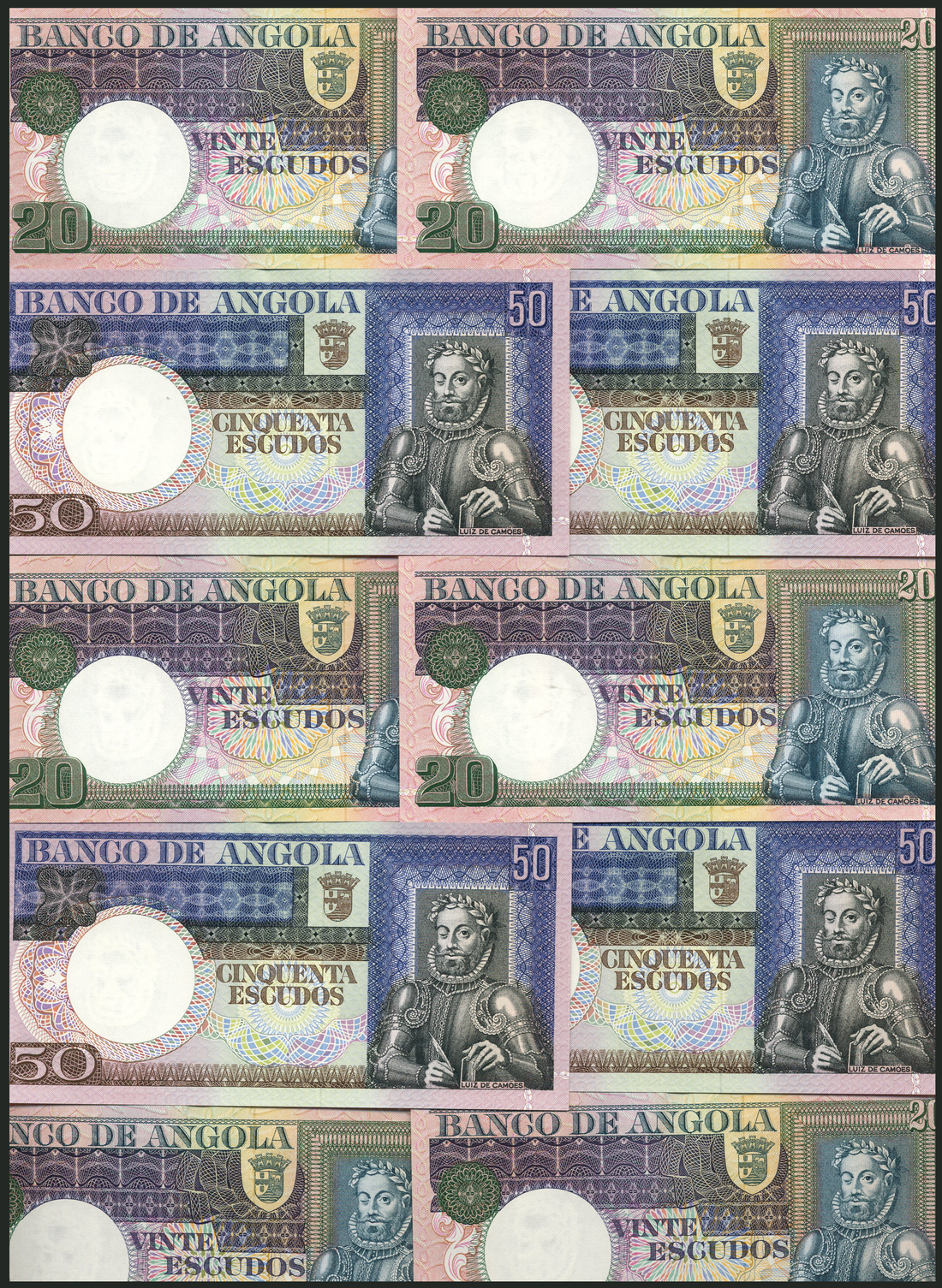 (†) Banco de Angola, specimen proof 20 Escudos (8), ND (1973), no serial numbers, no signatures,