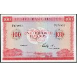 Ulster Bank Limited, £100, 1 March 1977, serial number F071932, red on multicolour, landscape,