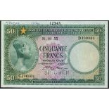 (†) Banque Centrale du Congo Belge et du Ruanda-Urundi, printer's archival specimen 50 Francs, 1