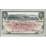 Isle of Man Bank Limited, £1, 19 November 1928, serial number X/1 9954, black on pink underprint,