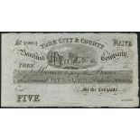 York City & County Banking Company, unissued £5, 18-, serial number D2664, black and white,