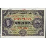 (†) Banco Nacional Ultramarino, Cape Verde, printer's archival specimen 100 Escudos (2), 1 August