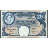 (x) East African Currency Board, 20 shillings, ND (1961), serial number G23 43017, blue and peach,