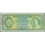 Government of British Honduras, $1, 1 October 1958, serial number G/3 405407, green on multicolour