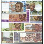 (x) Africa, a small group of notes comprising Comoros, 500, 1000 and 5000 francs, 1986 issue (