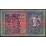 Citta di Fiume, 10 Kronen, ND (1920), serial number 896493A, (Pick S107d),