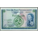 Isle of Man Government, £5, ND (1967), serial number 326869 blue and green on multicolour