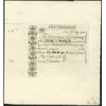 Bank of Scotland, proof pull on cream card for a 10 shillings, 15 May 1760, black and white, also