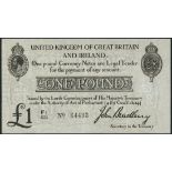 Treasury Series, John Bradbury, £1, ND (1914), serial number F1 23 64493, black and white,