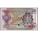 (†) Clydesdale Bank Limited, specimen £100, 29 April 1965, serial number C/A 000000, purple on