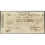 Colonial Bank, Antigua, sight bill for £68.19.9, 12 July 1858, serial number 580, black and white,