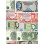 A mixed group of banknotes, comprising the following, Bank of England, £1 (5), £5 (6), £10, Falkland