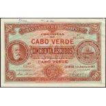 (†) Banco Nacional Ultramarino, Cape Verde, printer's archival specimen 50 Escudos, 1 January